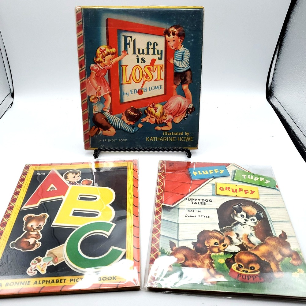 FLUFFY is LOST Vintage 1950 Tuffy Gruffy ABC 1st ed RARE Children's Book lot 3